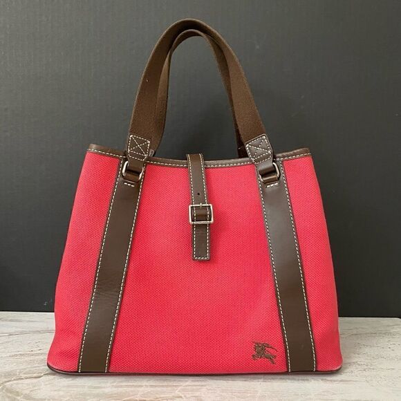 BURBERRY Nova Check Blue Label Tote Bag 💼 Red - Picture 1 of 17